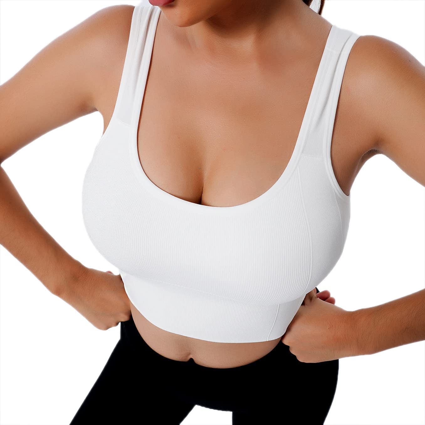 Workout Exercise Sport Bra Women'S Seamless Wire-Free Bra with Removable Pads White-32 / Medium