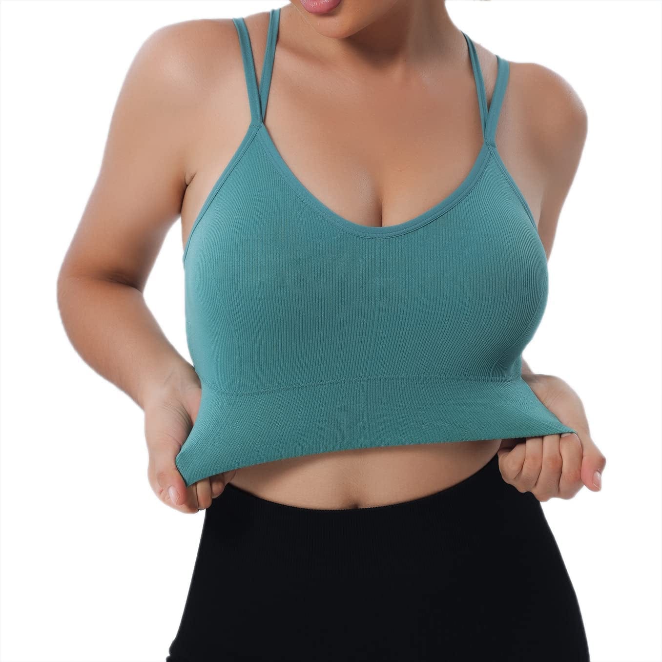Workout Exercise Sport Bra Women'S Seamless Wire-Free Bra with Removable Pads Turquoise / Medium