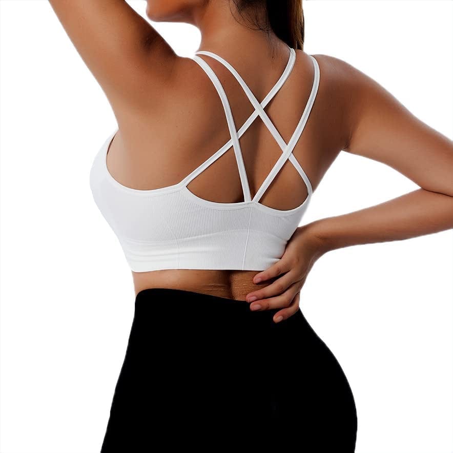 Workout Exercise Sport Bra Women'S Seamless Wire-Free Bra with Removable Pads White / Small