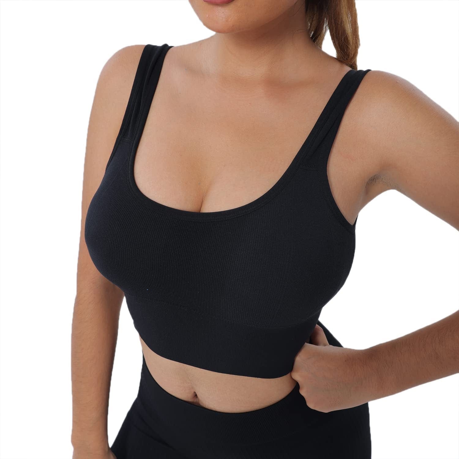Workout Exercise Sport Bra Women'S Seamless Wire-Free Bra with Removable Pads Black-32 / Small