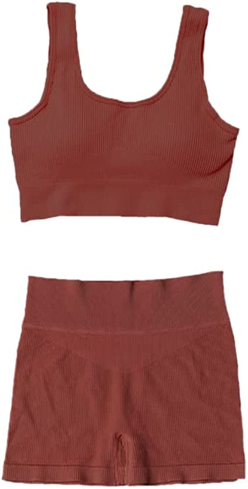 Workout Sets for Women Removable Padded Sexy Sports Bra High Waist Seamless Ribbed Yoga Shorts Cute Outfits