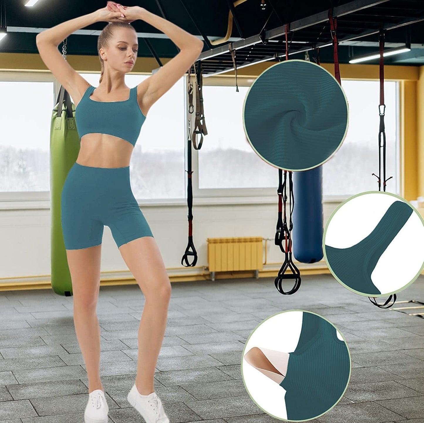 Workout Sets for Women, Seamless Crop Tops Leggings Matching 2 Pieces Outfits, Sexy Two Piece Yoga Workout Outfits