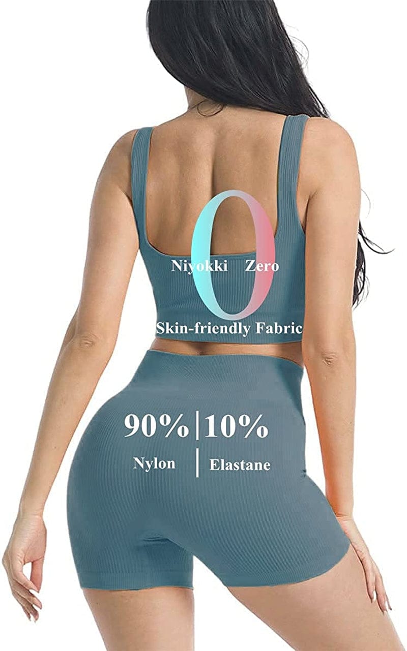 Workout Sets for Women, Seamless Crop Tops Leggings Matching 2 Pieces Outfits, Sexy Two Piece Yoga Workout Outfits