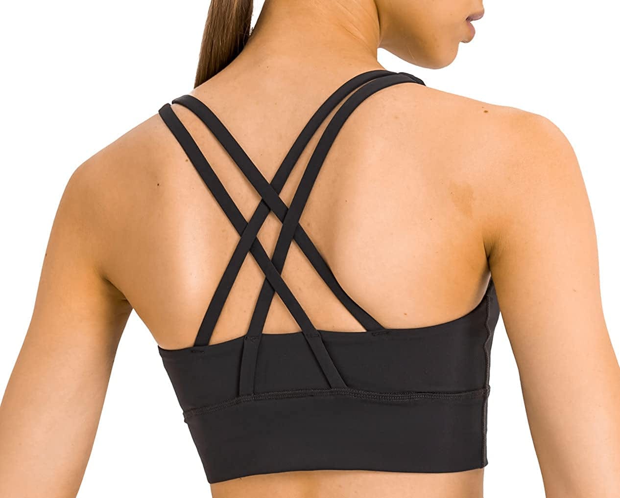 Workout Tops for Women Longline Strappy Sport Bra Crop Tank for Yoga Gym 2021 Version-charcoal Gray / X-Small