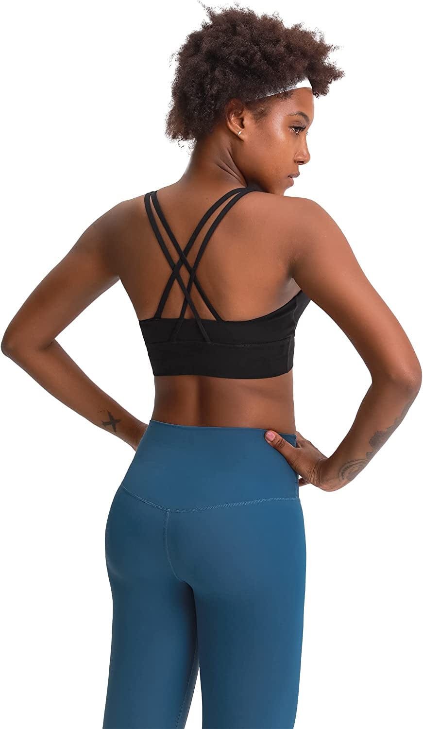 Workout Tops for Women Longline Strappy Sport Bra Crop Tank for Yoga Gym