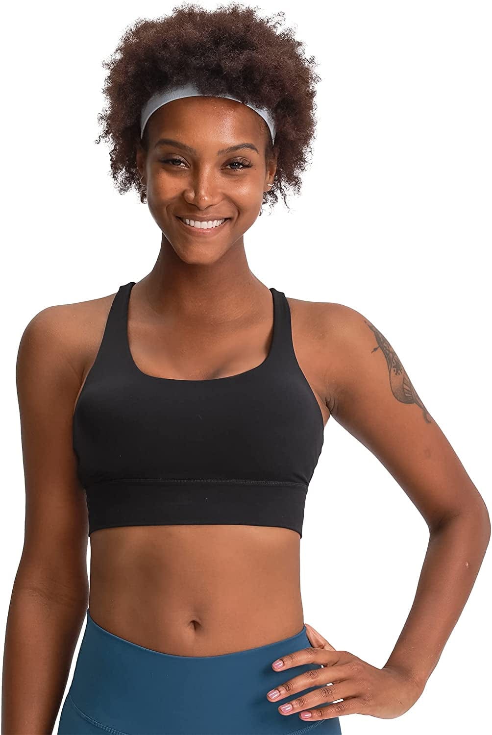 Workout Tops for Women Longline Strappy Sport Bra Crop Tank for Yoga Gym