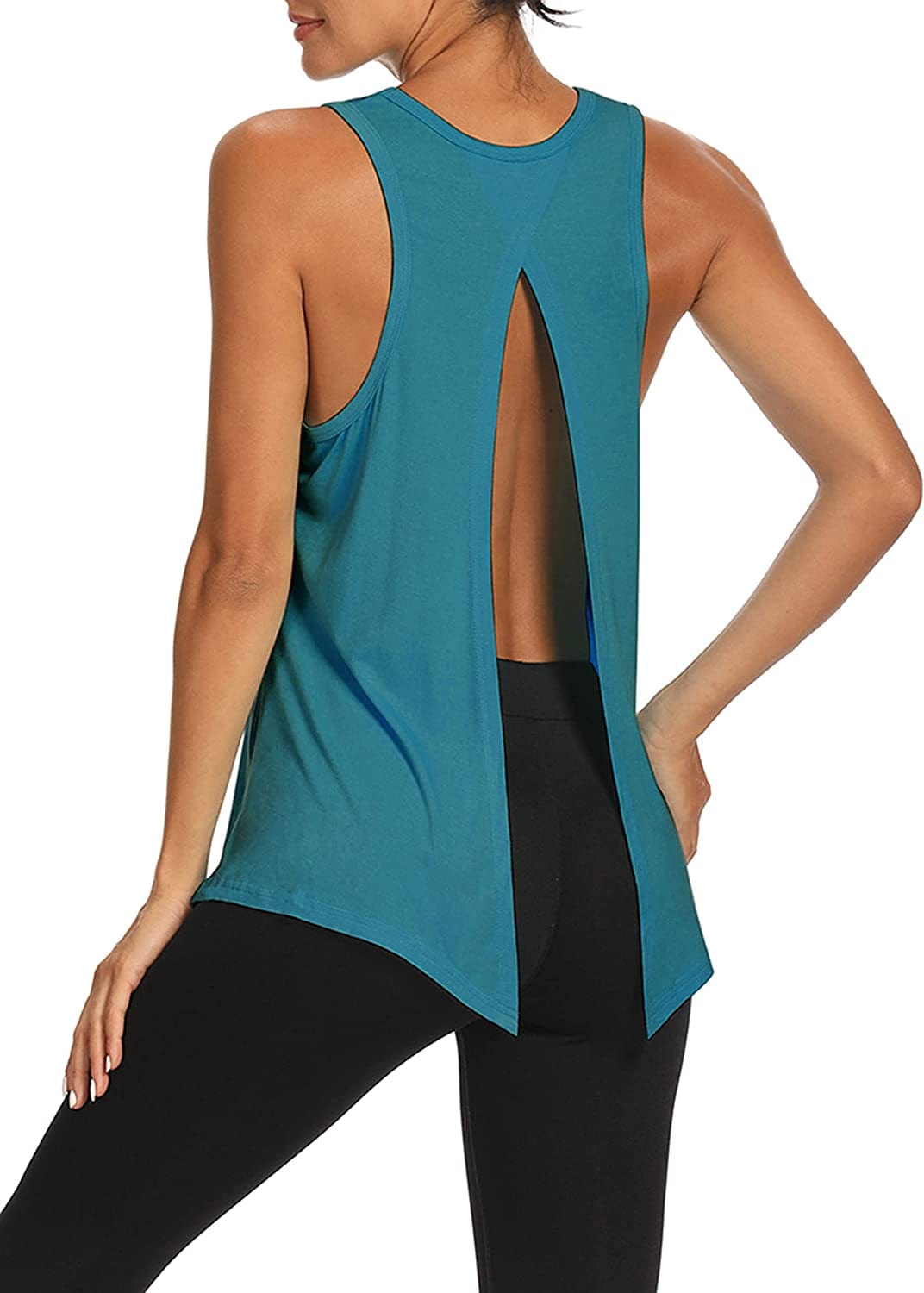 Workout Tops Open Back Shirts Gym Workout Clothes Tie Back Musle Tank for Women