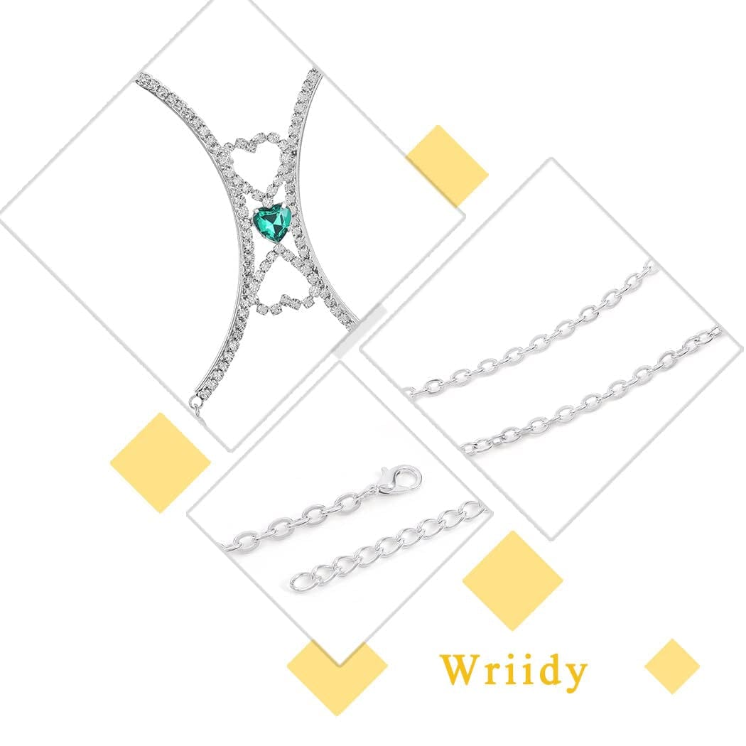 Wriidy Rhinestone Chest Bracket Bra Chain Silver Heart Crystal Body Chains Sparkle Body Jewelry Accessories for Women and Girls (01) Apparel & Accessories > Jewelry > Body Jewelry Wriidy