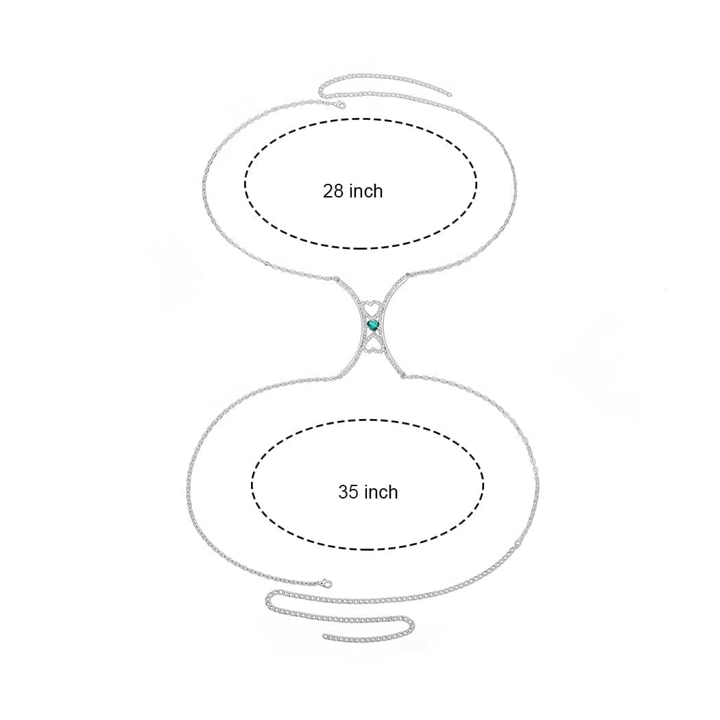 Wriidy Rhinestone Chest Bracket Bra Chain Silver Heart Crystal Body Chains Sparkle Body Jewelry Accessories for Women and Girls (01) Apparel & Accessories > Jewelry > Body Jewelry Wriidy