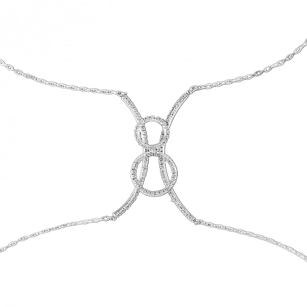 Wriidy Rhinestone Chest Bracket Bra Chain Silver Heart Crystal Body Chains Sparkle Body Jewelry Accessories for Women and Girls (01) Apparel & Accessories > Jewelry > Body Jewelry Wriidy 04