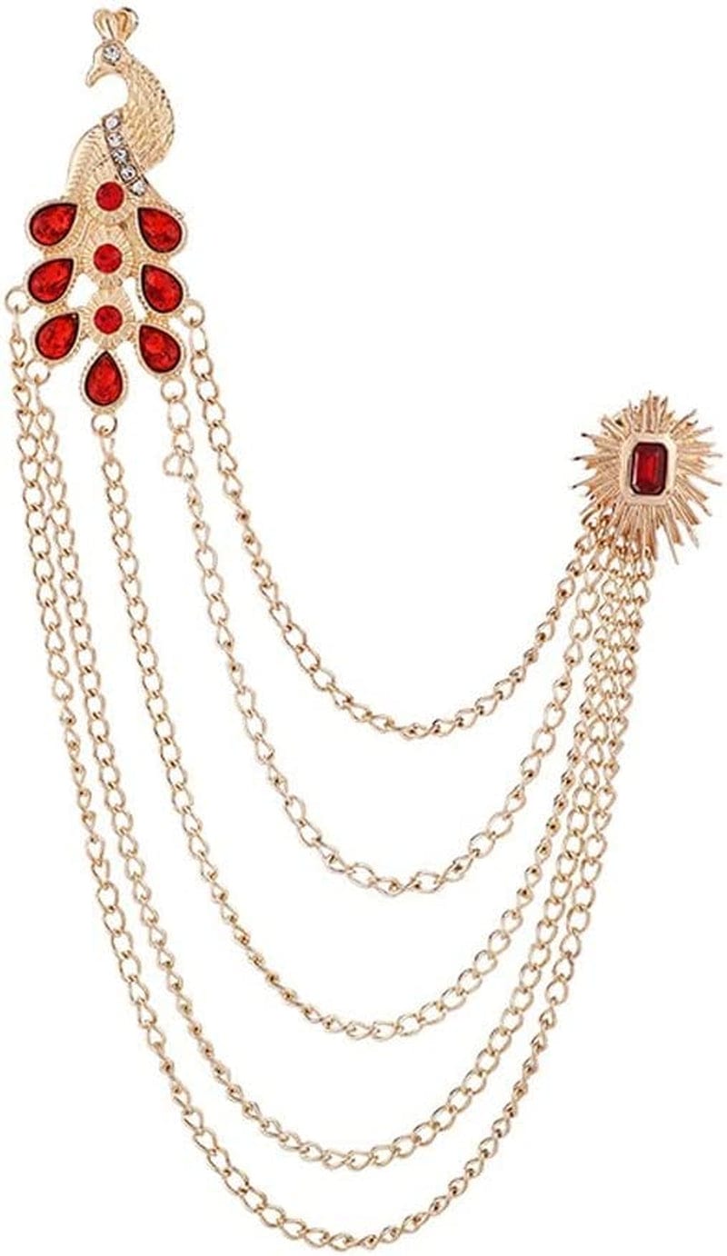 WSJIE Brooches Tassel Chain Lapel Pin Men Suit Shirt Badge Corsagejewelry Gifts for Women (Color : B, Size : One Size) A / One Size