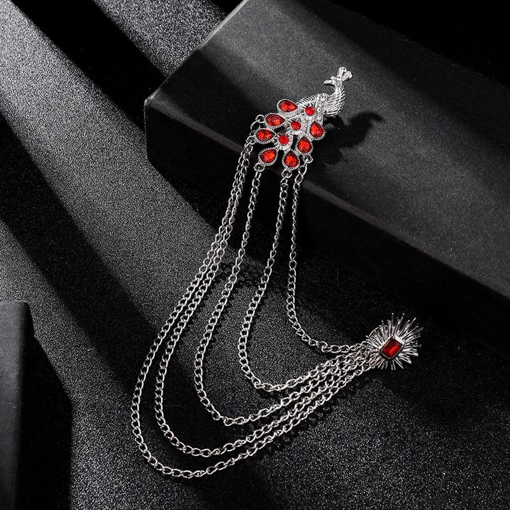 WSJIE Brooches Tassel Chain Lapel Pin Men Suit Shirt Badge Corsagejewelry Gifts for Women (Color : B, Size : One Size) C / One Size