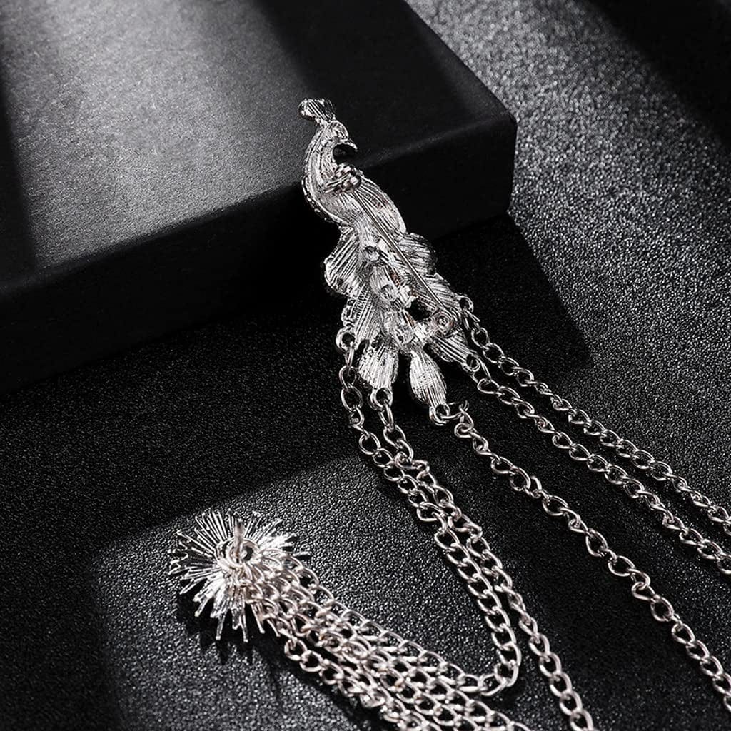 WSJIE Brooches Tassel Chain Lapel Pin Men Suit Shirt Badge Corsagejewelry Gifts for Women (Color : B, Size : One Size)