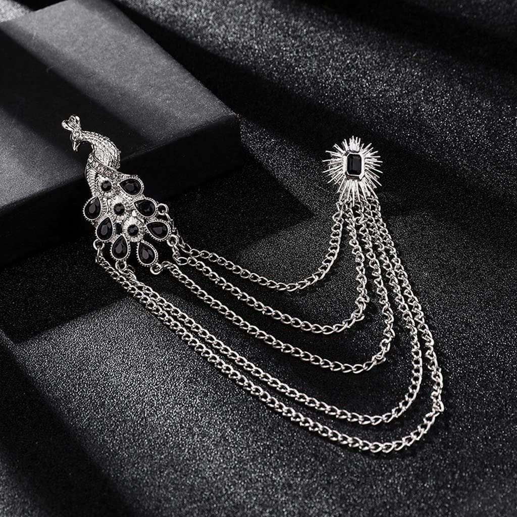 WSJIE Brooches Tassel Chain Lapel Pin Men Suit Shirt Badge Corsagejewelry Gifts for Women (Color : B, Size : One Size) B / One Size