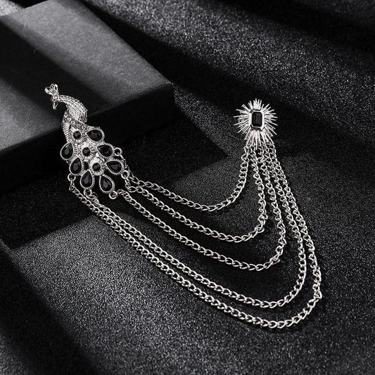 WSJIE Brooches Tassel Chain Lapel Pin Men Suit Shirt Badge Corsagejewelry Gifts for Women (Color : B, Size : One Size) B / One Size