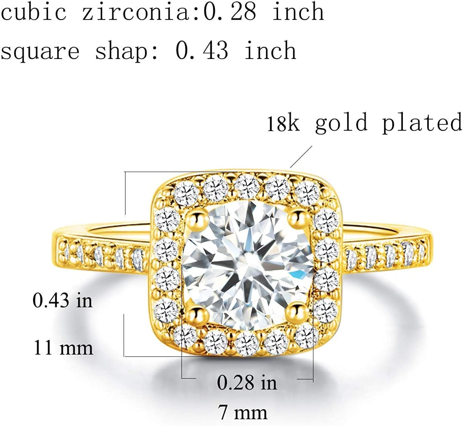 XBRN Necklace/Earrings/Ring Set for Women,18K Gold Plated Cubic Zirconia Engagement Wedding Jewelry Pack of 3