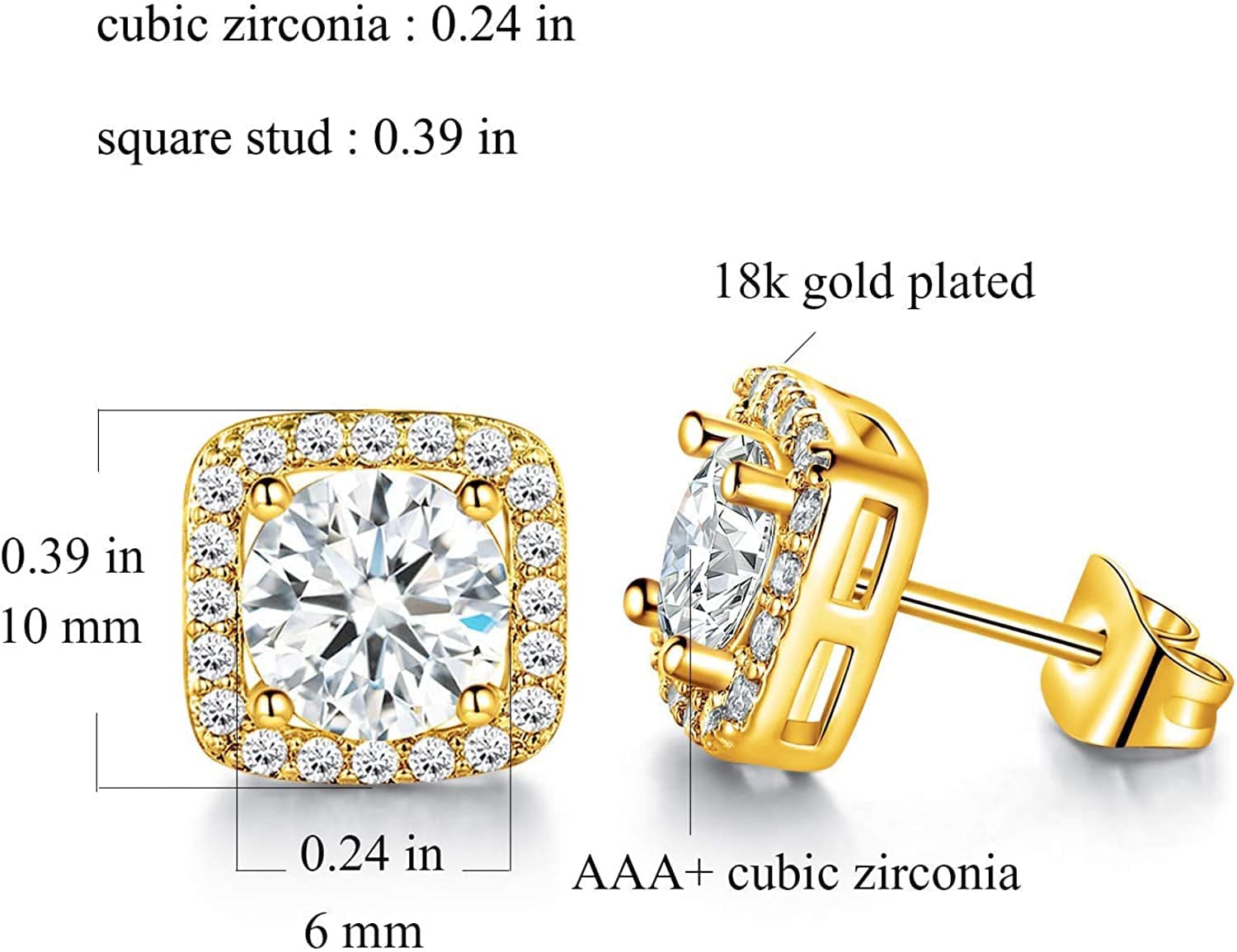 XBRN Necklace/Earrings/Ring Set for Women,18K Gold Plated Cubic Zirconia Engagement Wedding Jewelry Pack of 3