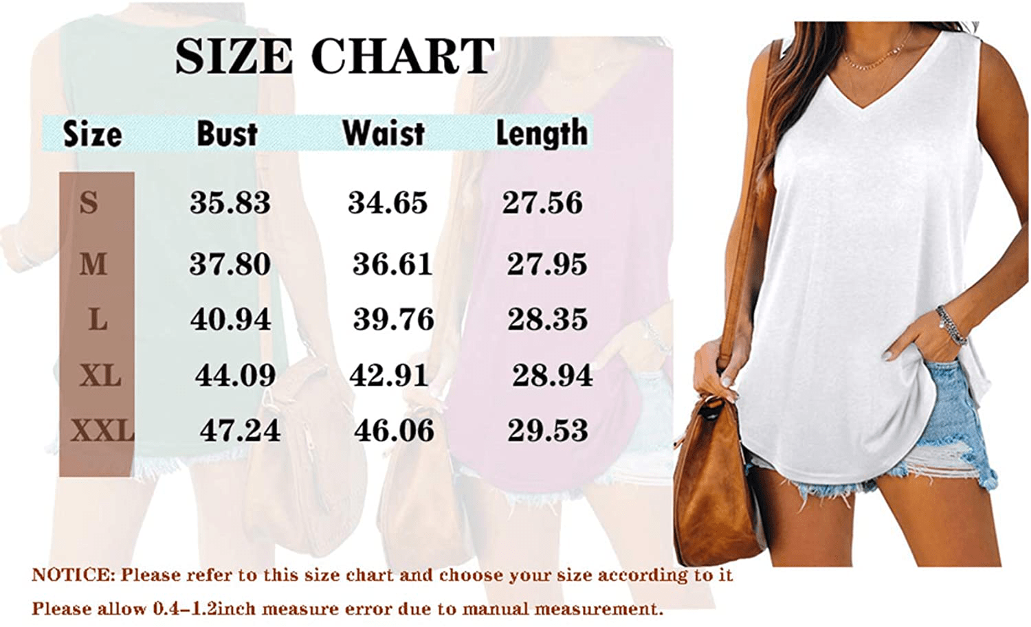 XIEERDUO Womens Tank Tops V Neck Basic Solid Color Casual Flowy Summer Sleeveless Apparel & Accessories > Clothing > Activewear Kylie Max