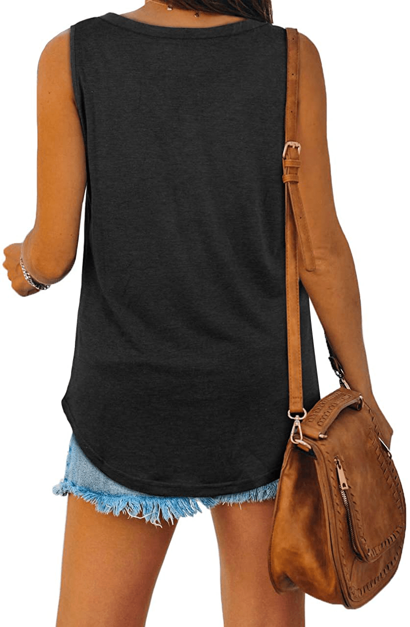 XIEERDUO Womens Tank Tops V Neck Basic Solid Color Casual Flowy Summer Sleeveless Apparel & Accessories > Clothing > Activewear Kylie Max