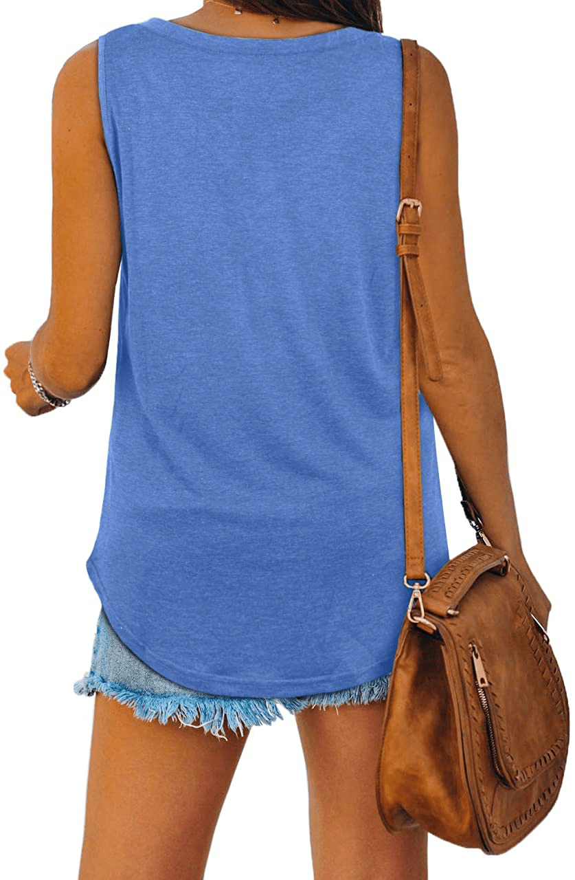 XIEERDUO Womens Tank Tops V Neck Basic Solid Color Casual Flowy Summer Sleeveless Apparel & Accessories > Clothing > Activewear Kylie Max