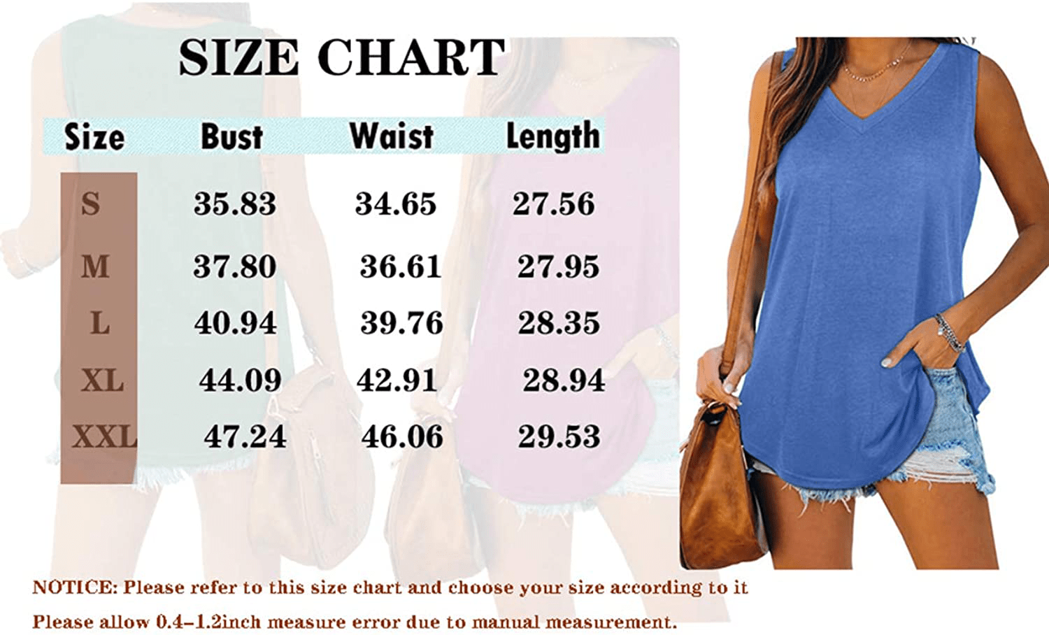 XIEERDUO Womens Tank Tops V Neck Basic Solid Color Casual Flowy Summer Sleeveless Apparel & Accessories > Clothing > Activewear Kylie Max