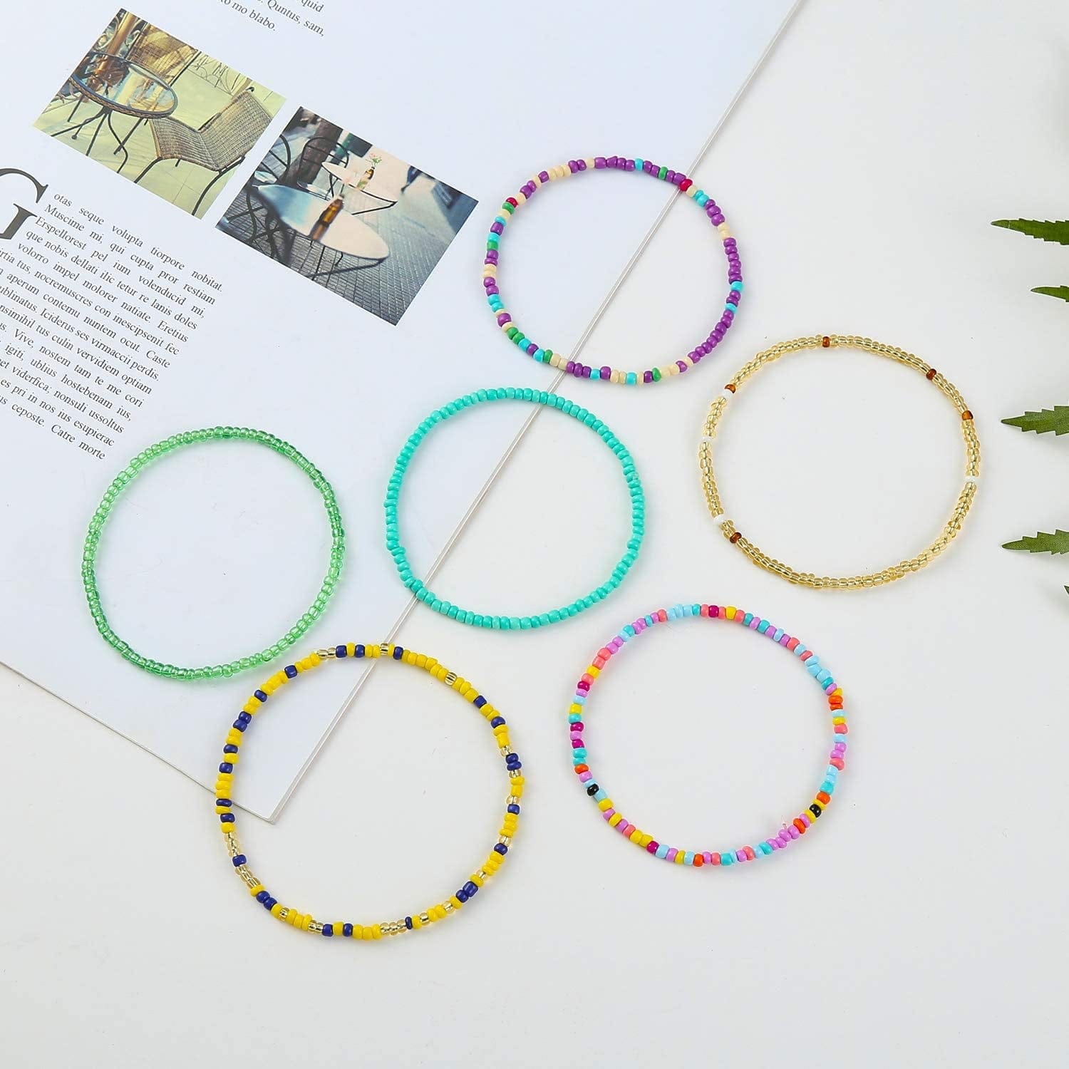 XIJIN 18 Pieces Elastic Beaded Anklets for Women Girls Handmade Beach Boho Colorful Beads Ankle Bracelets Set Apparel & Accessories > Jewelry > Anklets XIJIN