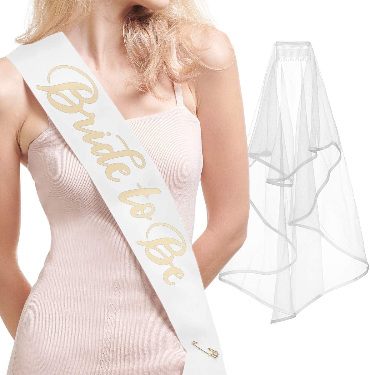 Xo, Fetti Bachelorette Party Sash + Veil - Bride to Be | Bachelorette Party Decorations Kit - Sash for Bride | Bridal Shower Gift Supplies Apparel & Accessories > Clothing Accessories > Sashes xo, Fetti
