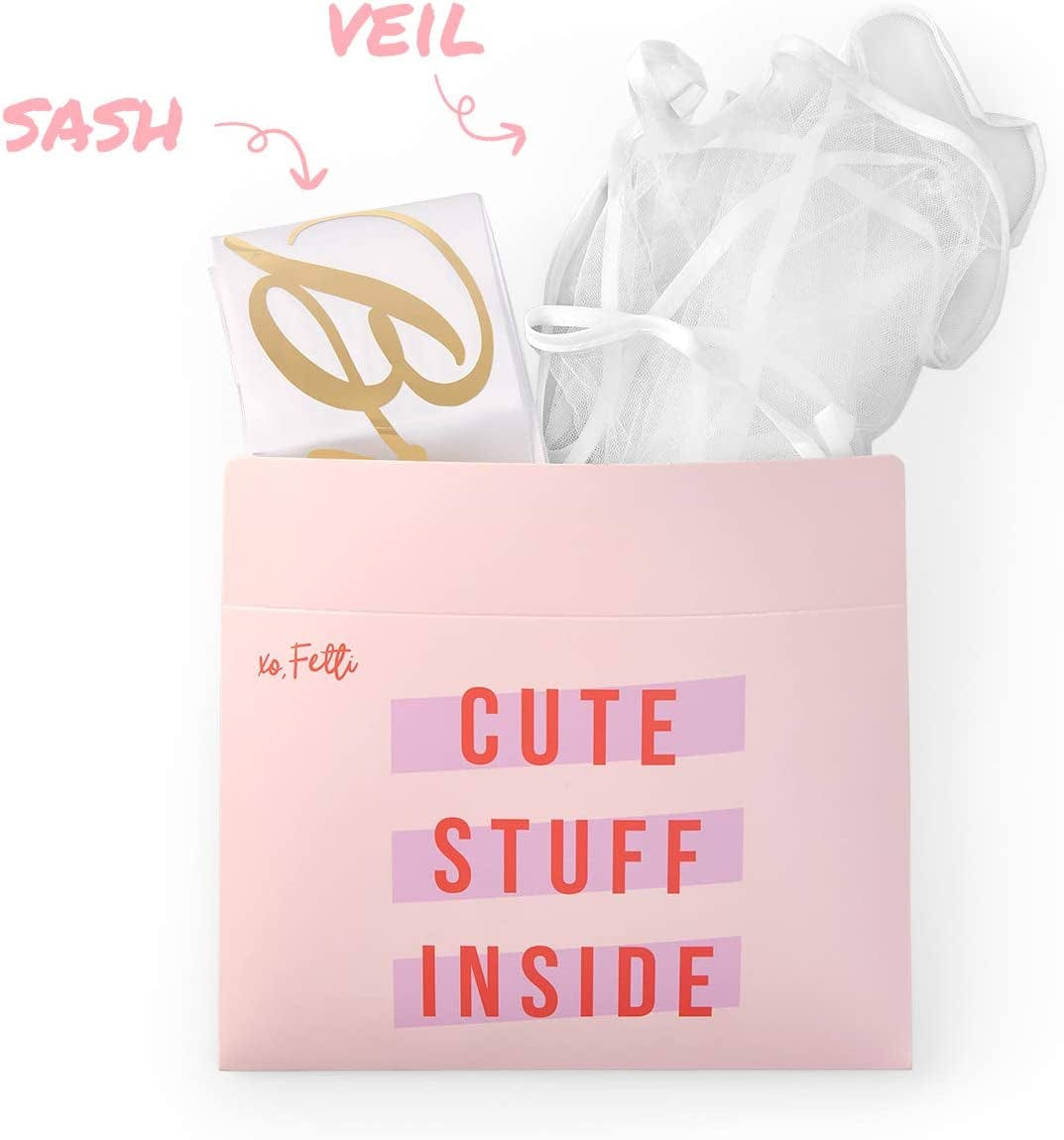 Xo, Fetti Bachelorette Party Sash + Veil - Bride to Be | Bachelorette Party Decorations Kit - Sash for Bride | Bridal Shower Gift Supplies Apparel & Accessories > Clothing Accessories > Sashes xo, Fetti