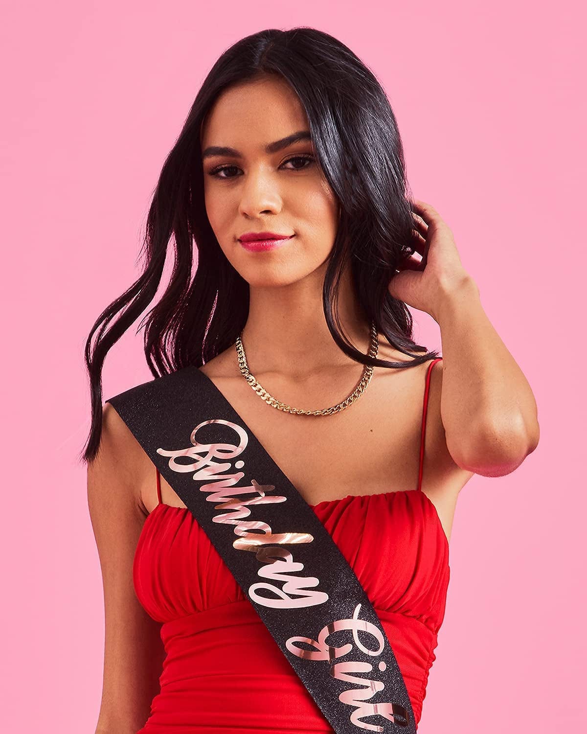Xo, Fetti Birthday Girl Sash - Black Glitter + Rose Gold Foil | Birthday Party Decorations - 16Th, 21St, 30Th, 40Th, 50Th, Birthday Queen Apparel & Accessories > Clothing Accessories > Sashes xo, Fetti