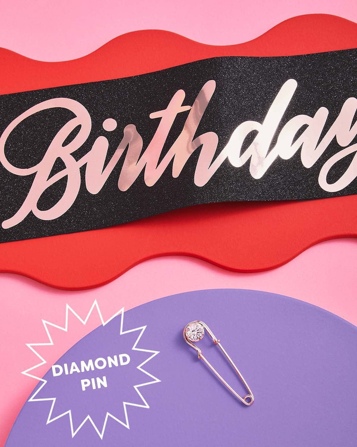 Xo, Fetti Birthday Girl Sash - Black Glitter + Rose Gold Foil | Birthday Party Decorations - 16Th, 21St, 30Th, 40Th, 50Th, Birthday Queen Apparel & Accessories > Clothing Accessories > Sashes xo, Fetti