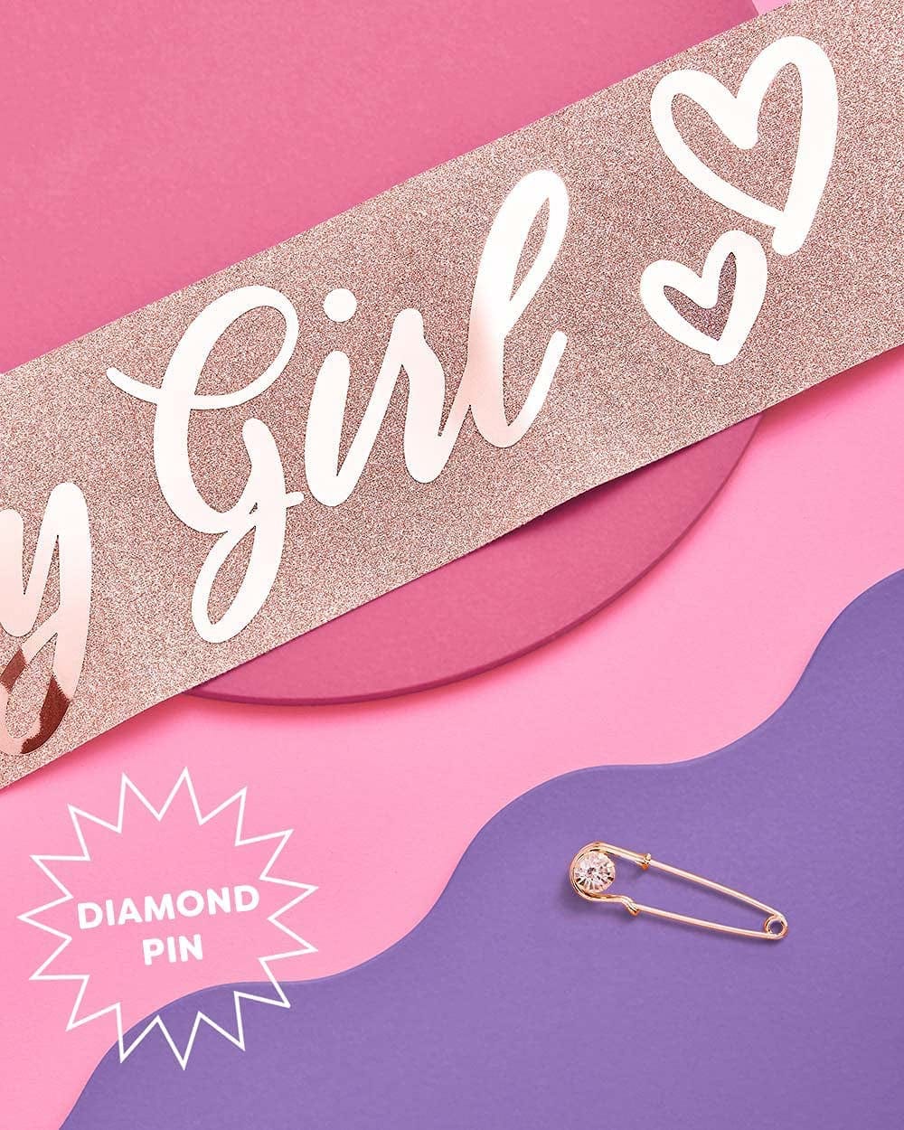 Xo, Fetti Birthday Girl Sash - Rose Gold Glitter + Foil | Birthday Party Decorations - 16Th, 21St, 30Th, 40Th, 50Th, Birthday Queen Apparel & Accessories > Clothing Accessories > Sashes xo, Fetti