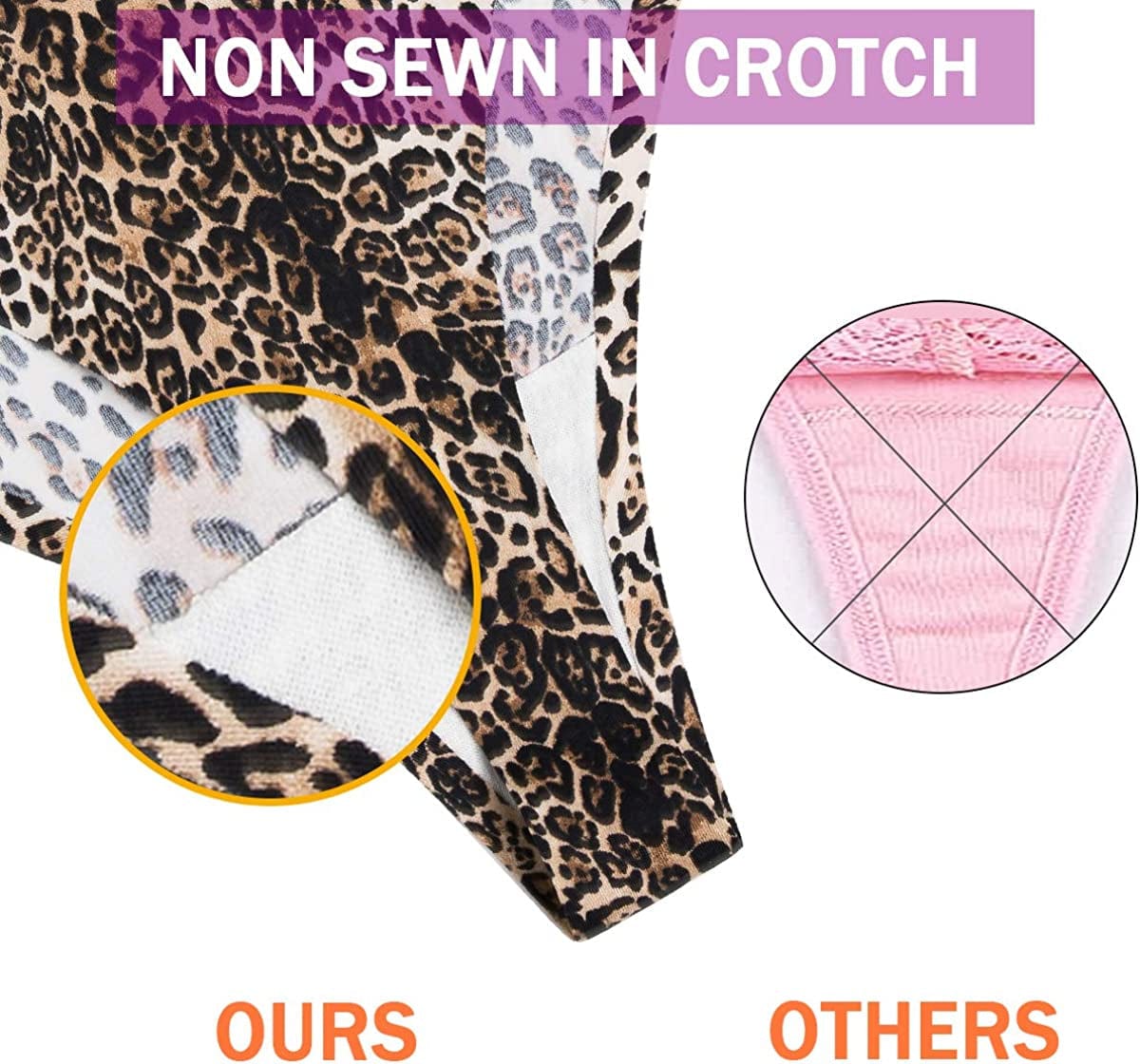 XS-XL Seamless, Soft, Spandex Stretchy Nylon Leopard Print Animal Print Thongs for Women