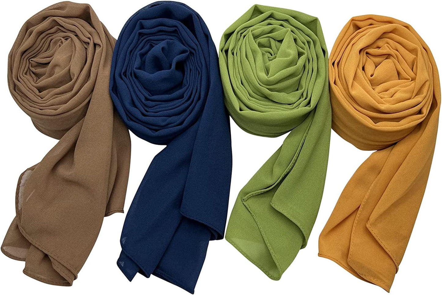 XXUOD 4 Pcs Women Soft Chiffon Scarves Shawl Long Scarf Wrap Scarves Head Wraps. Apparel & Accessories > Clothing Accessories > Scarves & Shawls XXUOD