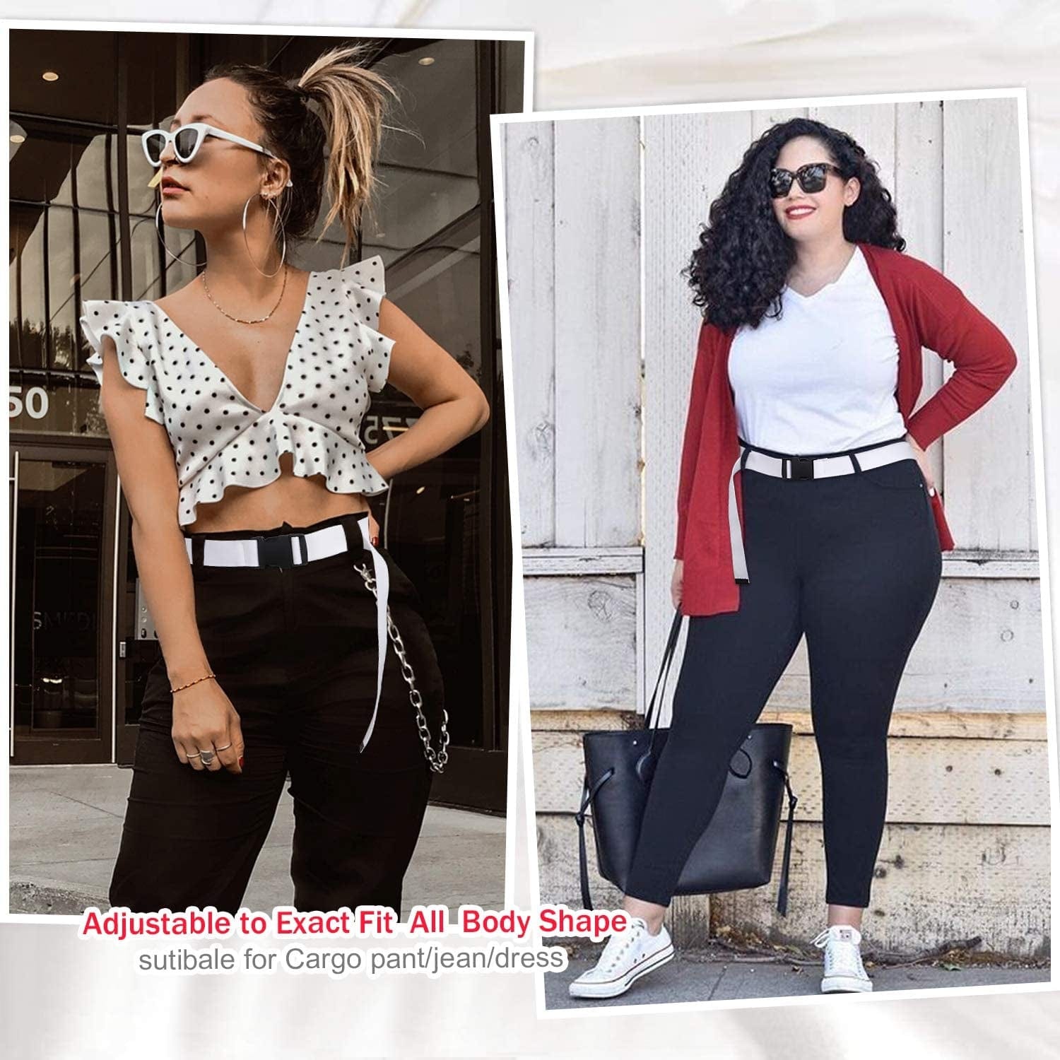 XZQTIVE Canvas Web Belt for Women, Cool Cargo Belt with Plastic Buckle, Hip Hop Streetwear Style Waist Belt for Dress Apparel & Accessories > Clothing Accessories > Belts XZQTIVE
