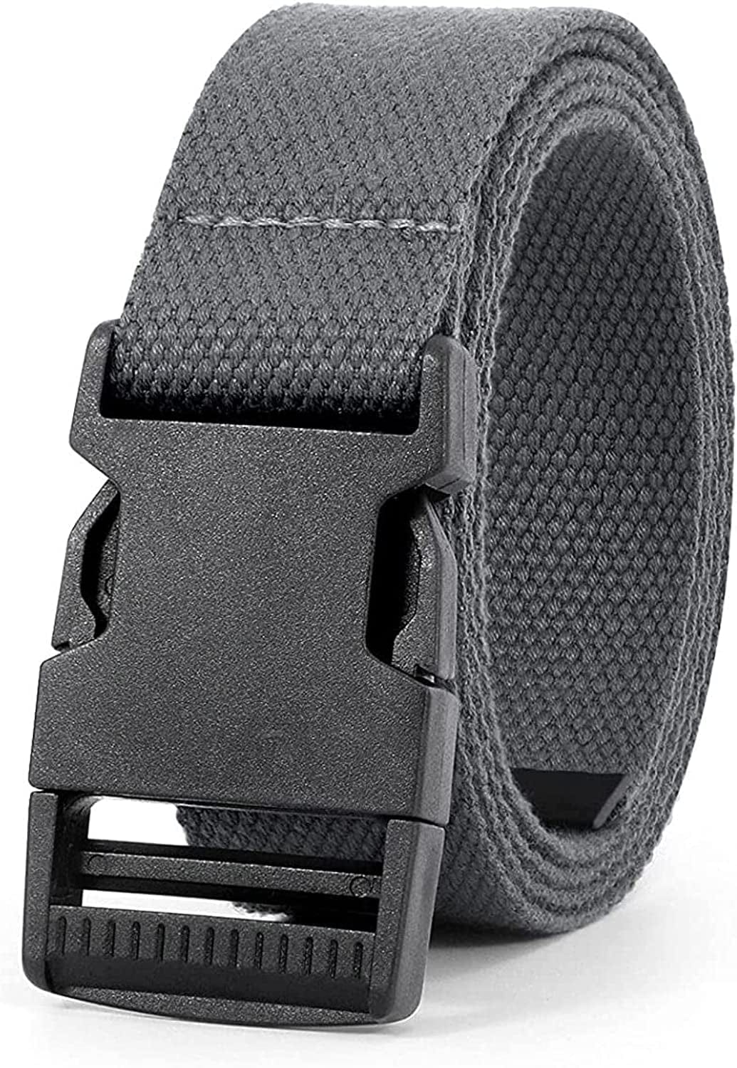 XZQTIVE Canvas Web Belt for Women, Cool Cargo Belt with Plastic Buckle, Hip Hop Streetwear Style Waist Belt for Dress Apparel & Accessories > Clothing Accessories > Belts XZQTIVE 01 Gray 120cm:Pant upto 38"