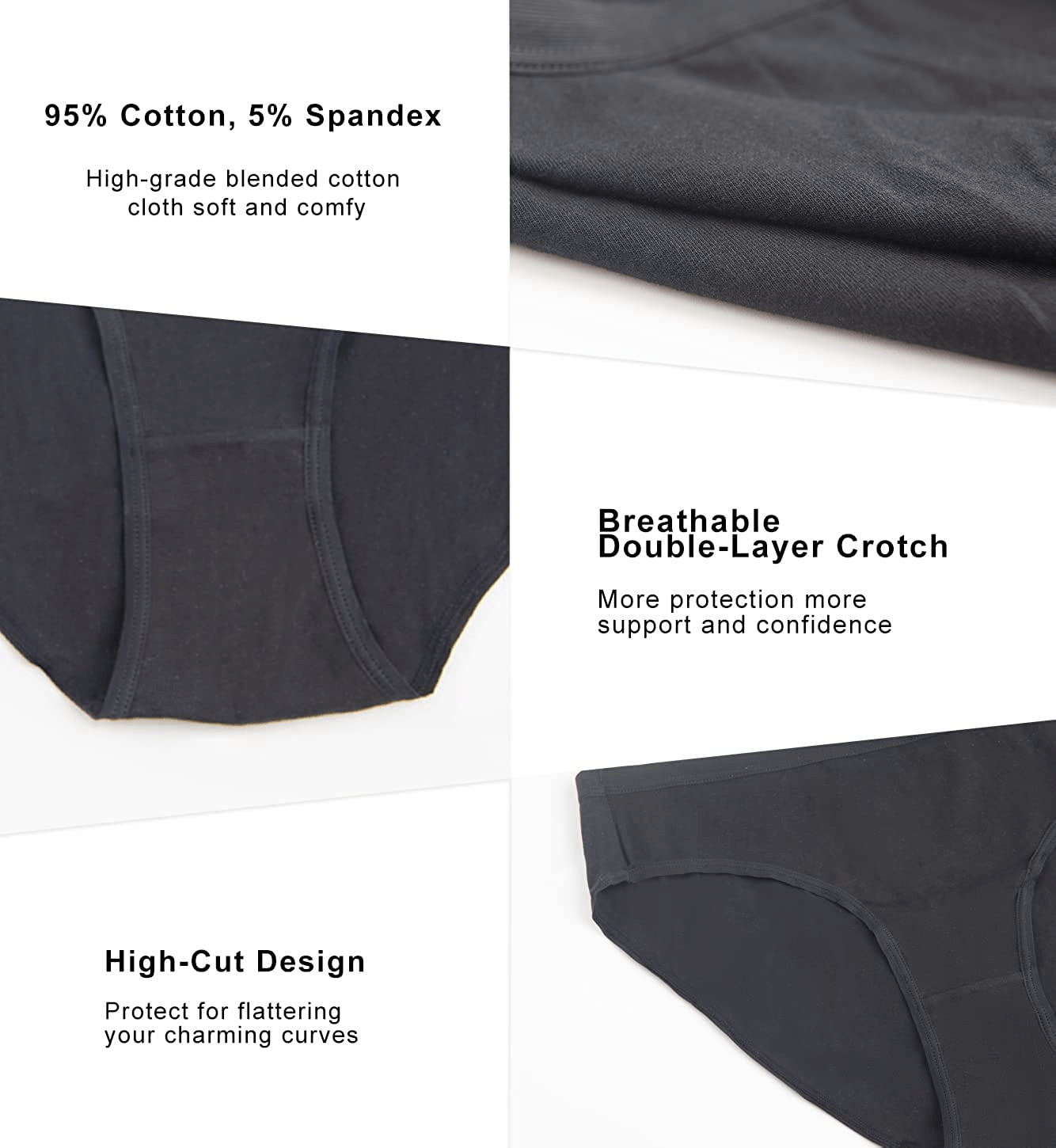 YADIFEN 5/10 Pack Cotton Underwear for Women Hipster Panties Low Briefs Bikini Underwears Apparel & Accessories > Clothing > Underwear & Socks > Underwear YADIFEN