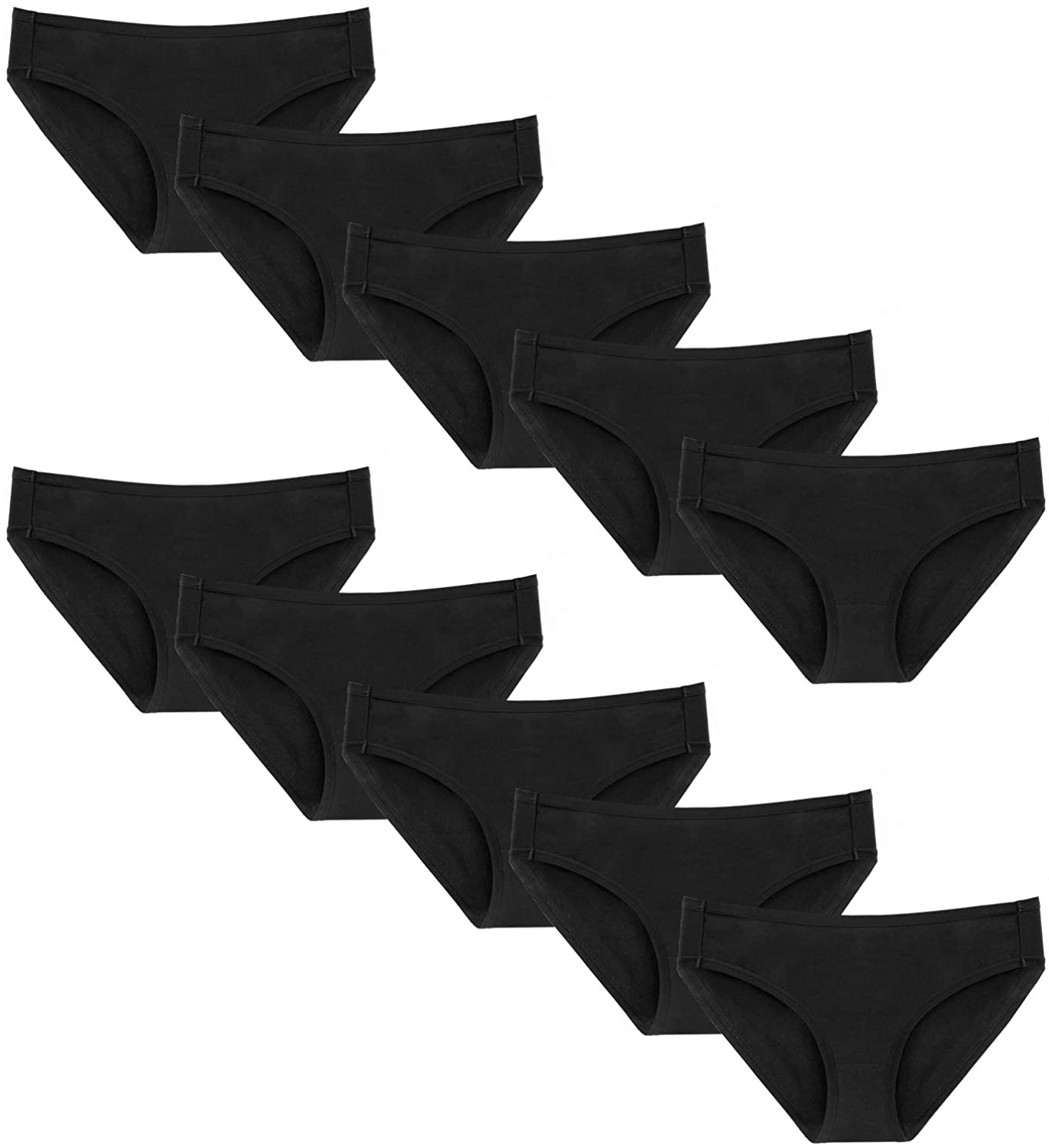 YADIFEN 5/10 Pack Cotton Underwear for Women Hipster Panties Low Briefs Bikini Underwears Apparel & Accessories > Clothing > Underwear & Socks > Underwear YADIFEN Black-10 Pack Large