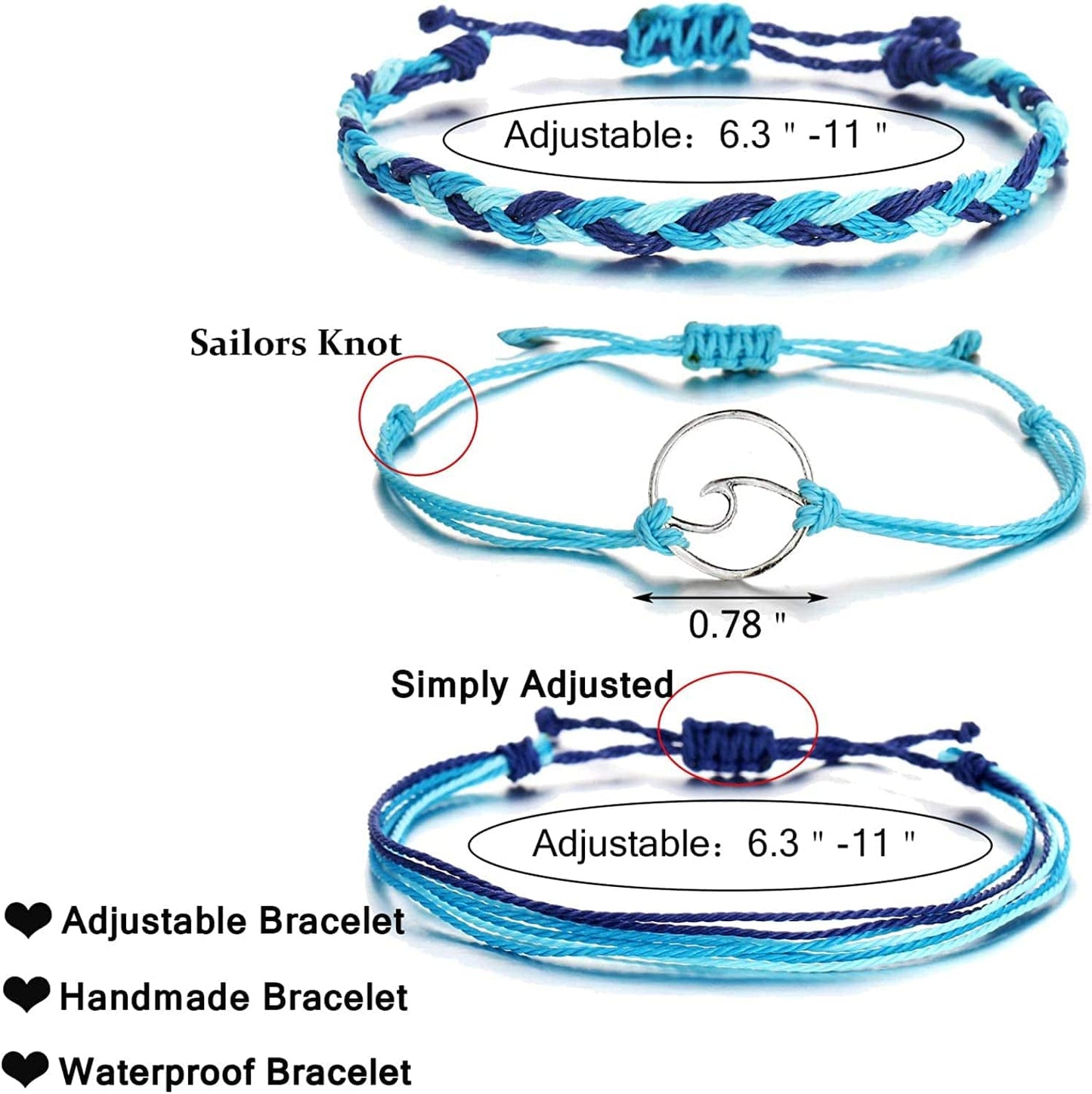 YANCHUN String Bracelets for Teen Girls Boho Breach Bracelet for Women Surfer Waterproof Anklet Friendship Bracelets for Men Apparel & Accessories > Jewelry > Bracelets YANCHUN