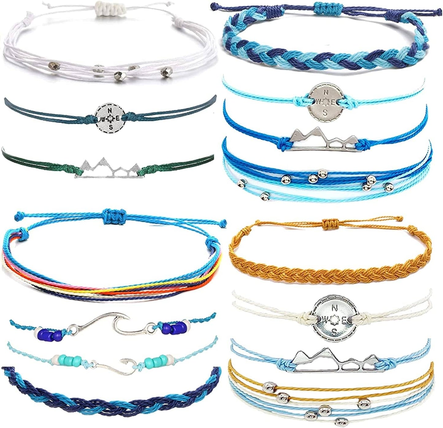 YANCHUN String Bracelets for Teen Girls Boho Breach Bracelet for Women Surfer Waterproof Anklet Friendship Bracelets for Men Apparel & Accessories > Jewelry > Bracelets YANCHUN G:Anchor Set
