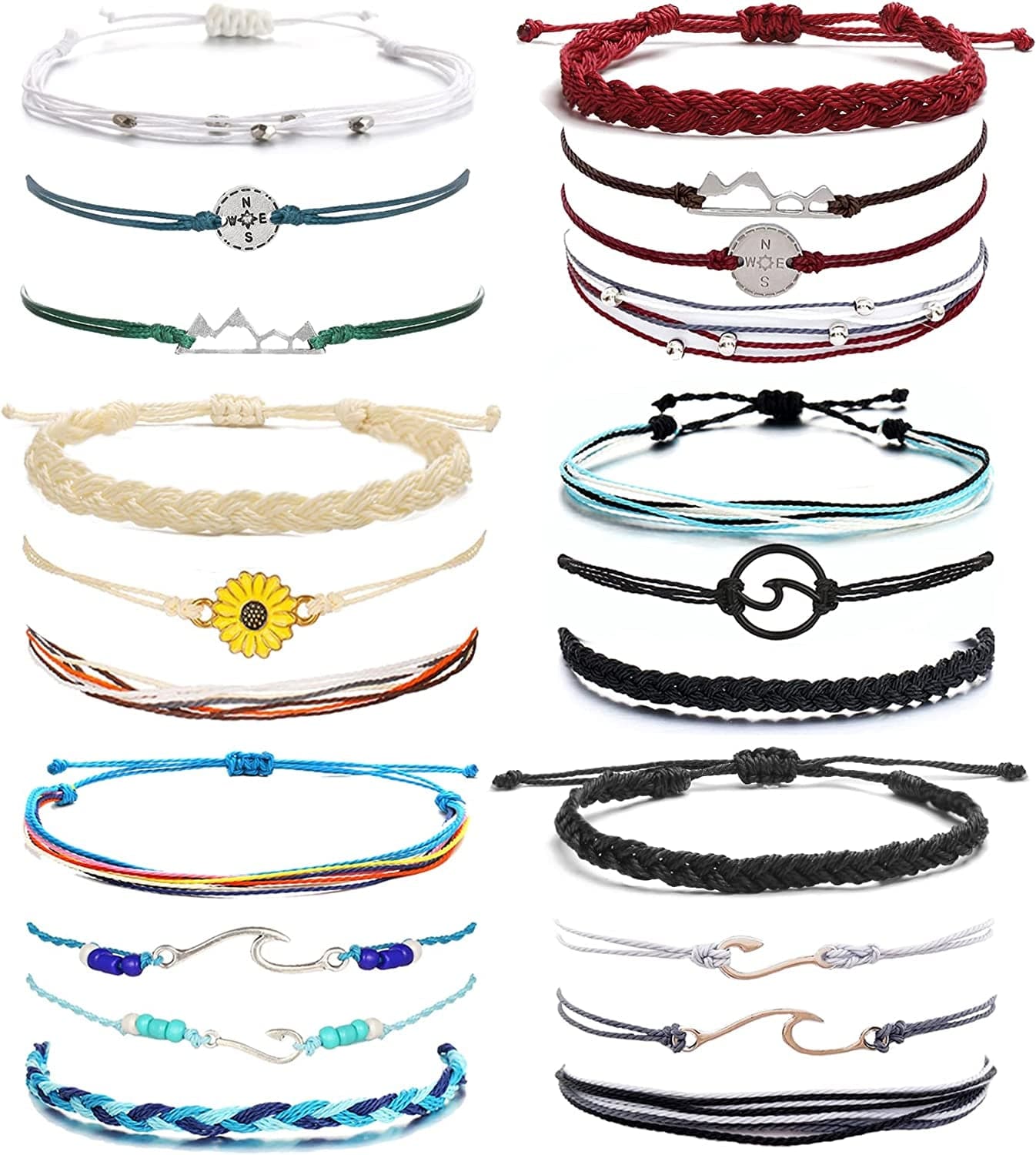 YANCHUN String Bracelets for Teen Girls Boho Breach Bracelet for Women Surfer Waterproof Anklet Friendship Bracelets for Men Apparel & Accessories > Jewelry > Bracelets YANCHUN I:wave bracelet 6pcs set