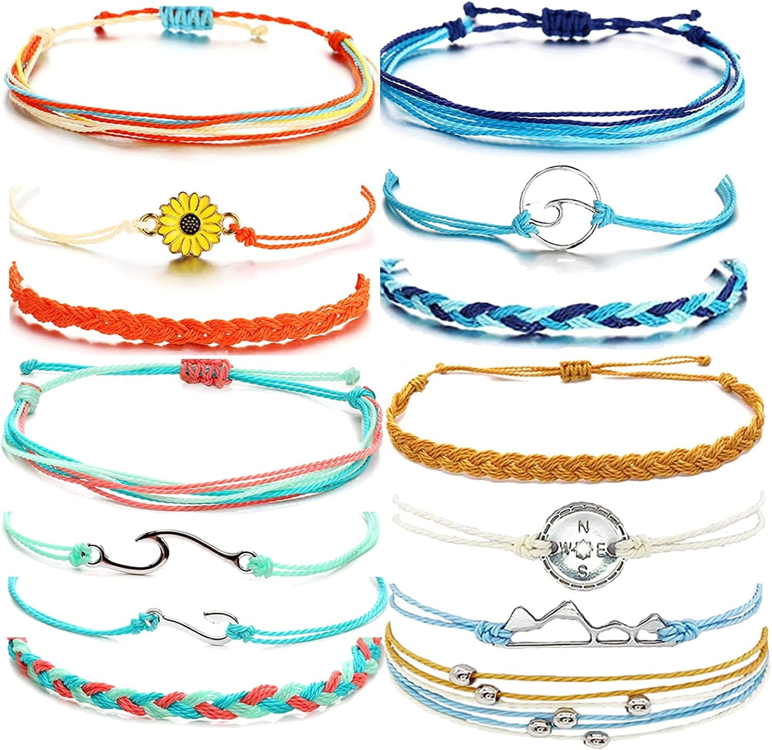 YANCHUN String Bracelets for Teen Girls Boho Breach Bracelet for Women Surfer Waterproof Anklet Friendship Bracelets for Men Apparel & Accessories > Jewelry > Bracelets YANCHUN D:Rainbow Set