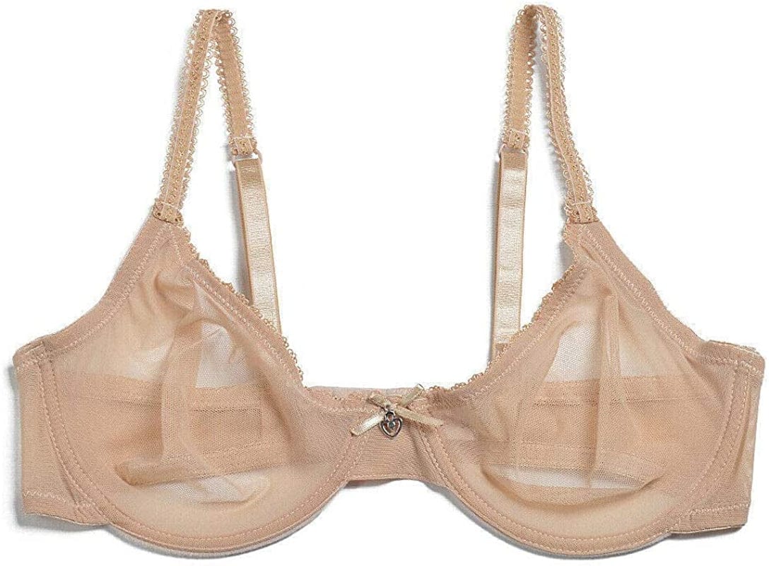 YANDW Sexy Sheer See through Bras Unlined Underwire Lace Mesh Non Padded Ultra Thin Clear Bralette
