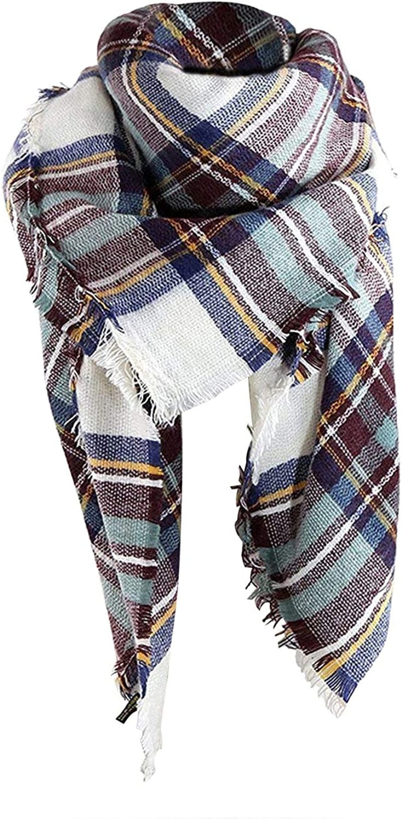 Yanekop Womens Plaid Blanket Scarf Big Square Scarves Warm Tartan Checked Shawl Apparel & Accessories > Clothing Accessories > Scarves & Shawls Yanekop