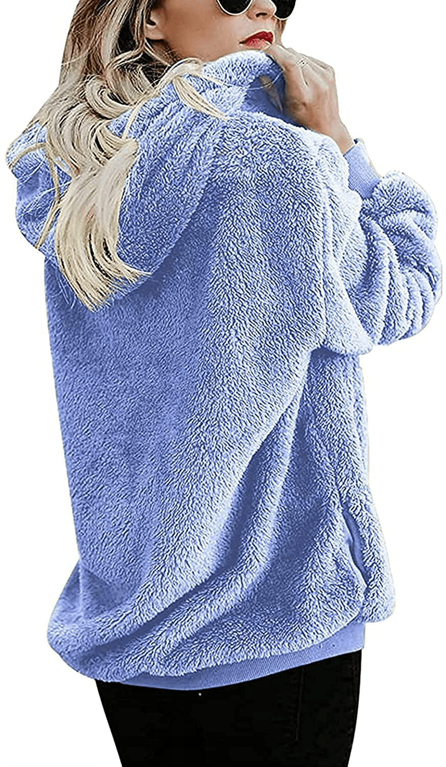 Yanekop Womens Sherpa Pullover Fuzzy Fleece Sweatshirt Oversized Hoodie with Pockets Apparel & Accessories > Clothing > Activewear Kylie Max