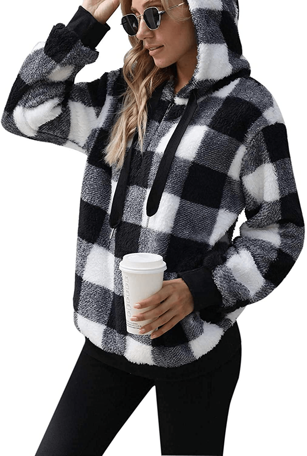 Yanekop Womens Sherpa Pullover Fuzzy Fleece Sweatshirt Oversized Hoodie with Pockets Apparel & Accessories > Clothing > Activewear Kylie Max