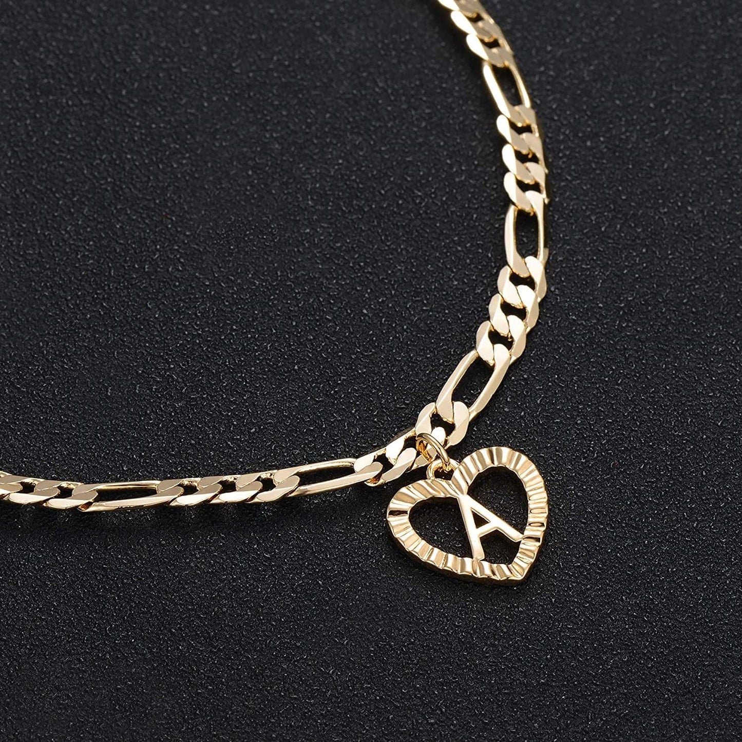 YANODA Initial Ankle Bracelets for Women 14K Gold Plated Layered Figaro Chain Letter Initial Anklets Handmade Layered Heart Ankle Bracelets Personalized Gifts for Women Teen Girls Apparel & Accessories > Jewelry > Anklets YANODA
