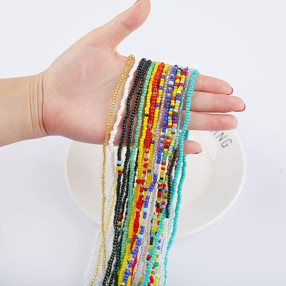 Yansport Elastic Waist Bead Body Chain, 14PC Colorful African Belly Beads, Bikini Waist Beads Chains Set, Summer Fashion Jewelry for Women and Girls Apparel & Accessories > Jewelry > Body Jewelry yansport