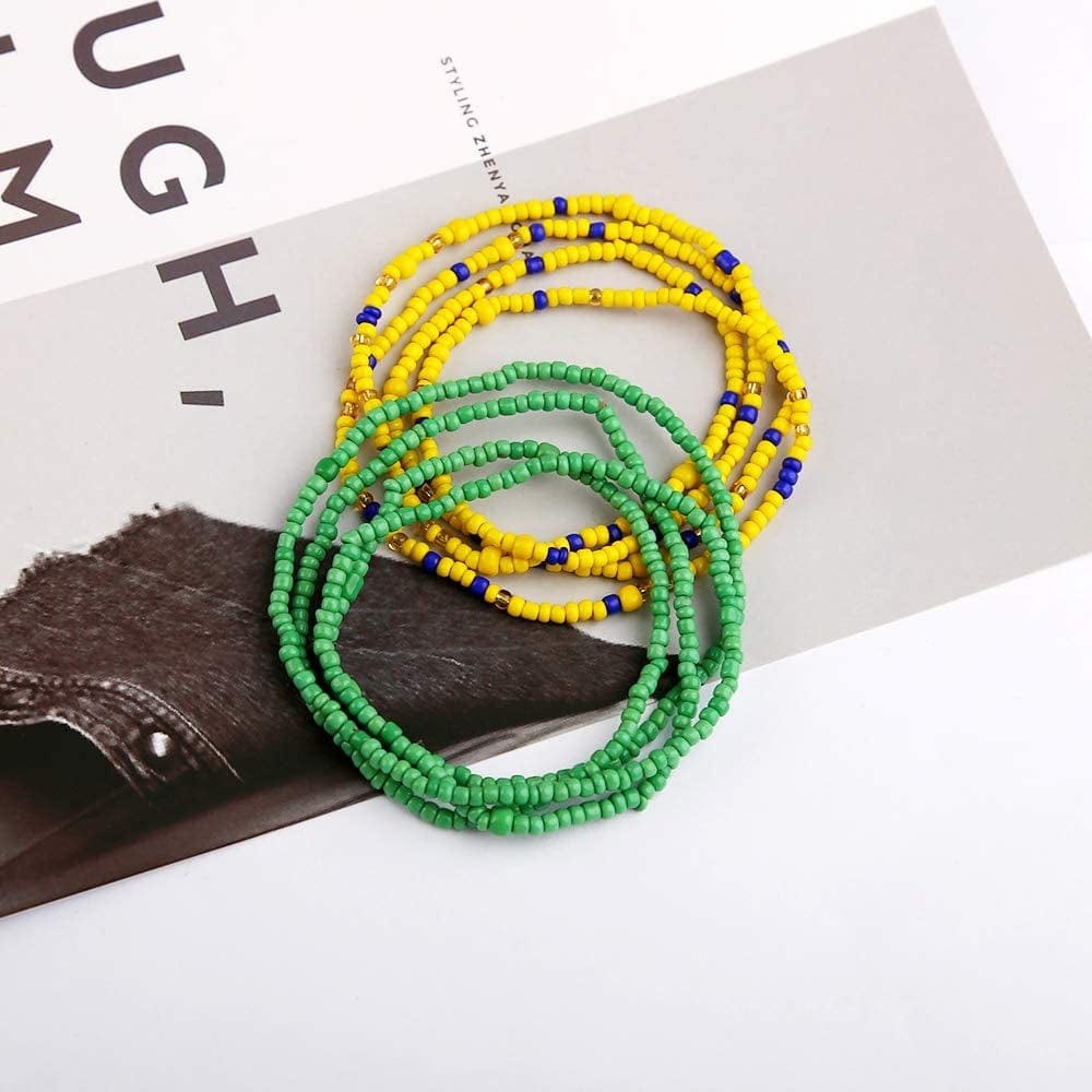 Yansport Elastic Waist Bead Body Chain, 14PC Colorful African Belly Beads, Bikini Waist Beads Chains Set, Summer Fashion Jewelry for Women and Girls Apparel & Accessories > Jewelry > Body Jewelry yansport