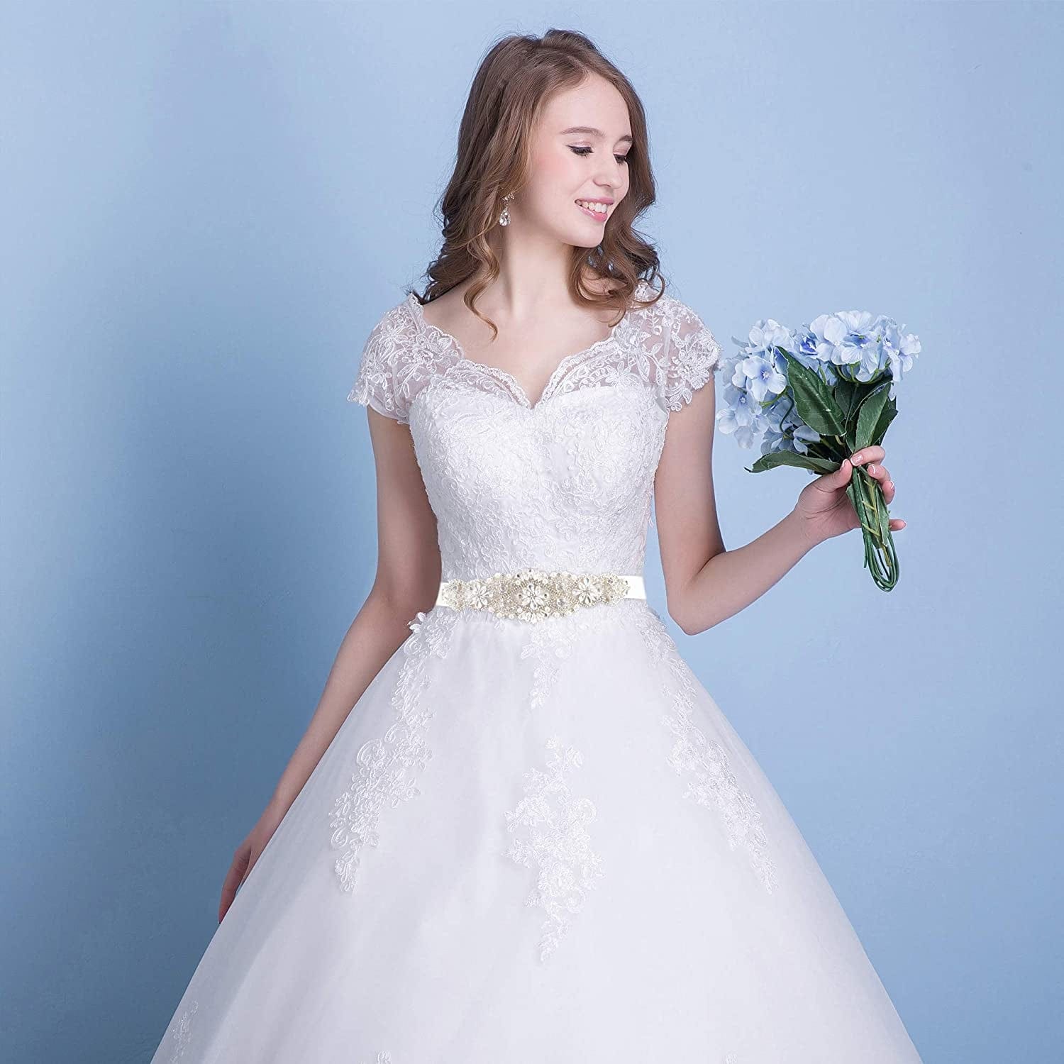 Yanstar Handmade Bridal Belt Wedding Belts Sashes Rhinestone Crystal Beads Belt for Bridal Gowns Apparel & Accessories > Clothing Accessories > Belts yanstar