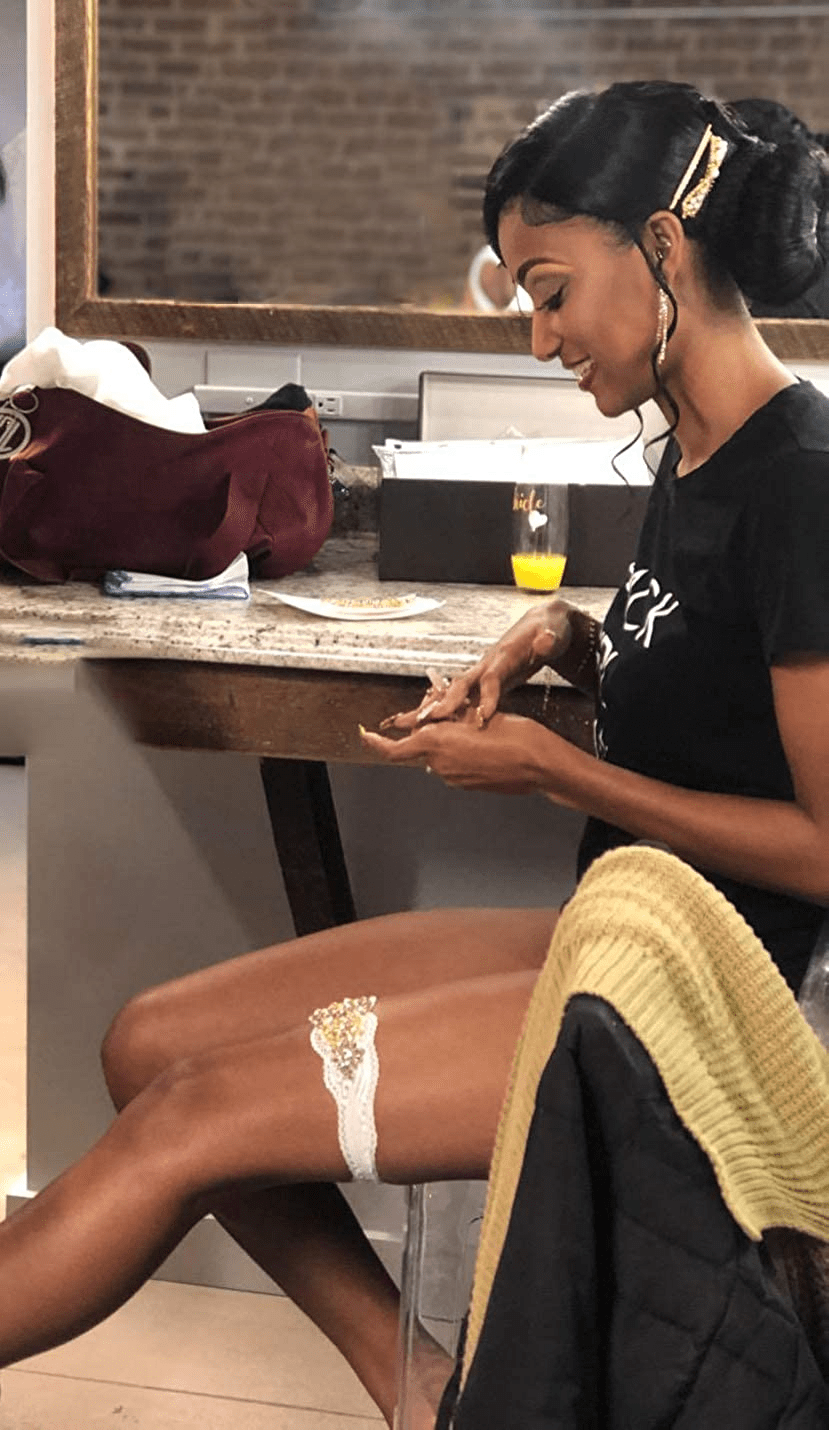 Yanstar Wedding Bridal Garter Stretch Lace Bridal Garter Sets with Rhinestones Clear Crystal Pearl for Wedding Apparel & Accessories > Clothing > Underwear & Socks > Lingerie yanstar